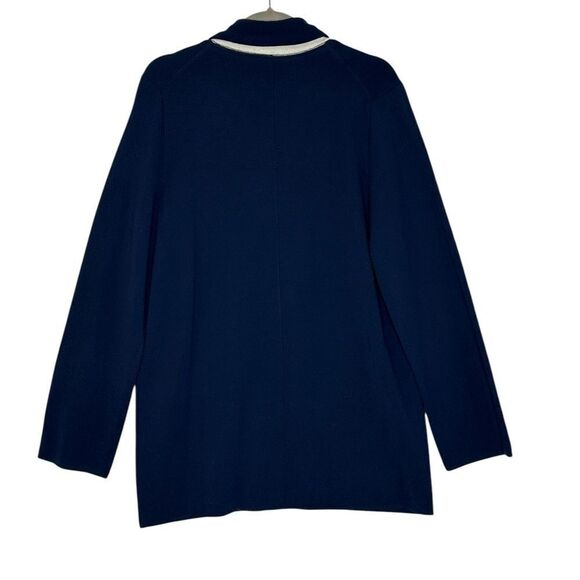 J Crew Navy Blue Double Breasted Gold Button Sweater Blazer | L - Picture 9 of 11